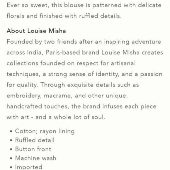 Louise Misha floral Button Front Long Sleeve Ruffle blouse - Picture 8 of 15